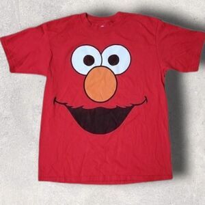 SESAME STREET MEN'S RED ELMO FACE T-SHIRT, SIZE LARGE